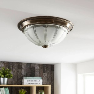 Lindby LED Deckenleuchte Henja 9621547 Dimmbar Retro Vintage Antik in Bronze aus Glas 1-flammig Wohnzimmerleuchte