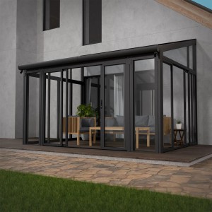 Dunkelgrauer Juskys Wintergarten mit Acrylverglasung und Schiebetüren, Teil der Kategorie Markisen & Sonnenschutz.