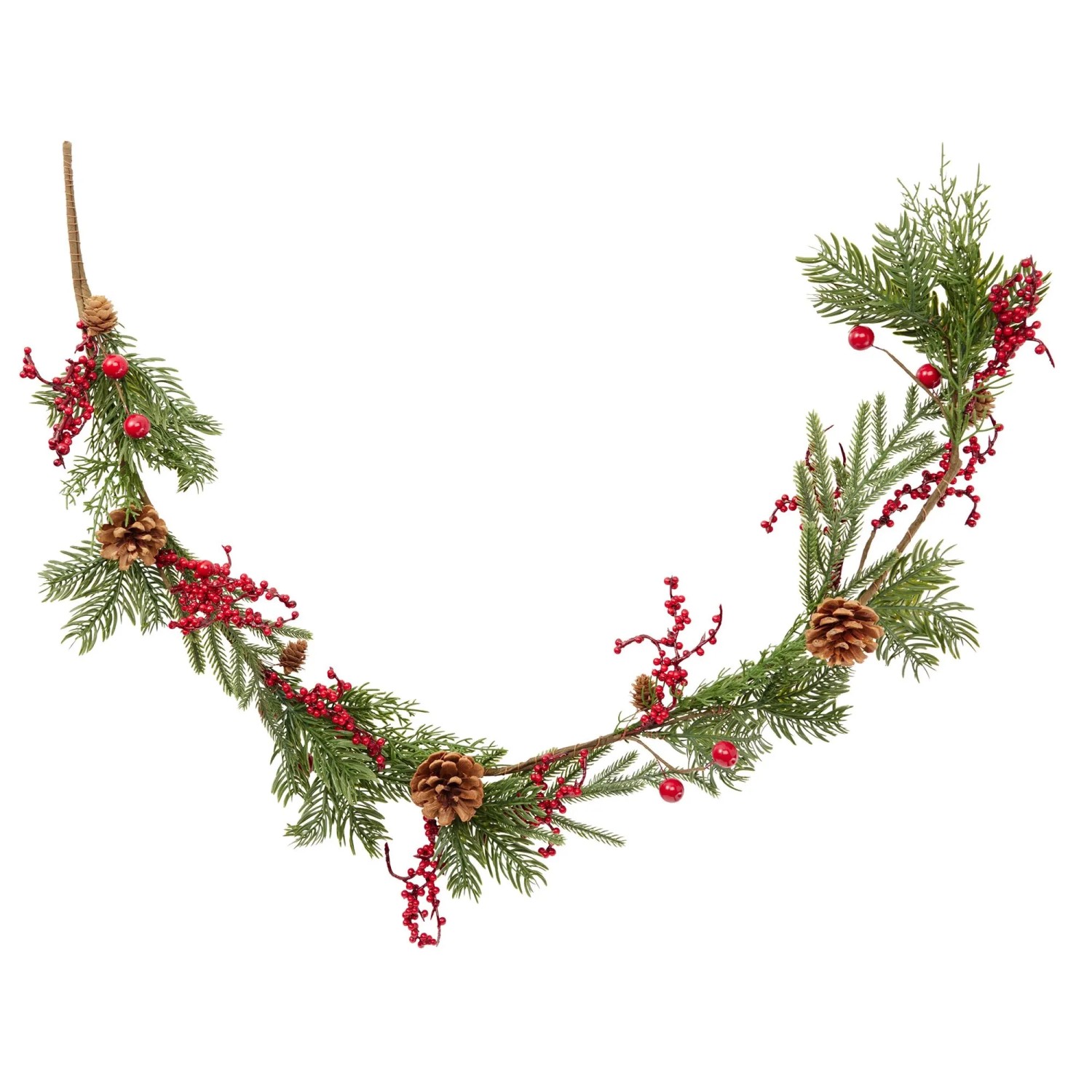 Girlande mit Beeren und Tannenzapfen 130 cm x 10 cm x 5 cm Grün-Rot