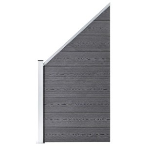Graues vidaXL WPC Zaun-Set mit gerader und schräger Paneele für Garten und Hof.