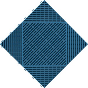 Blaue Florco Kunststoff-Klickfliese classic, 40x40 cm, mit offenem Gittermuster.