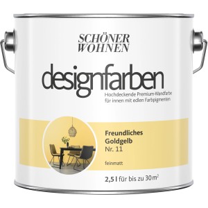 Schöner Wohnen Designfarbe Freundliches Goldgelb, 2,5 l, matte Innenfarbe für Wände.