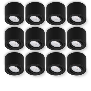 Oktaplex 12er Set Aluminium Aufbauspot Lile S Schwenkbar inkl. LED-Module Warmweiß 3000K 230V Schwarz