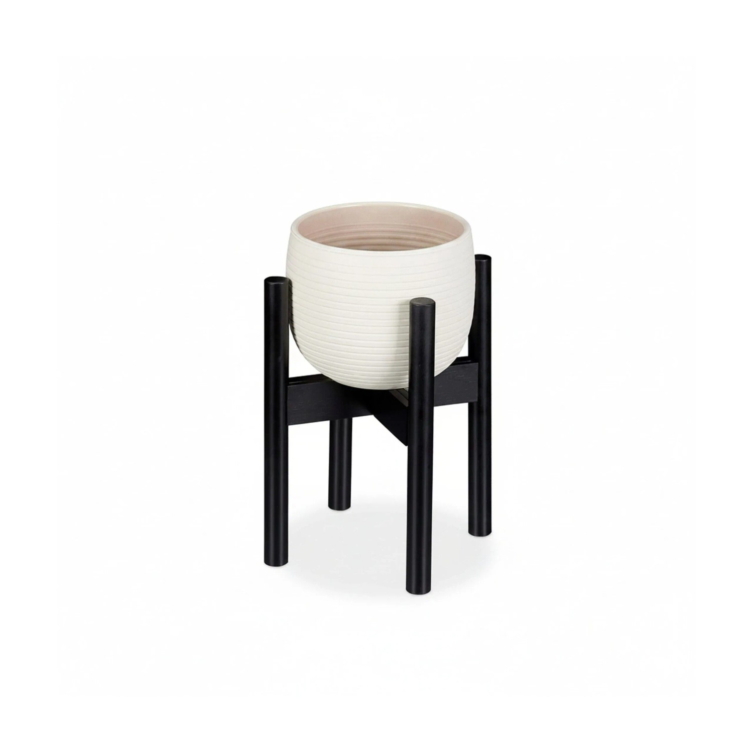 Relaxdays Blumenständer Bambus Schwarz Verstellbar 35,5 cm ø 29,5 cm bis 37,5 cm 1,17 kg