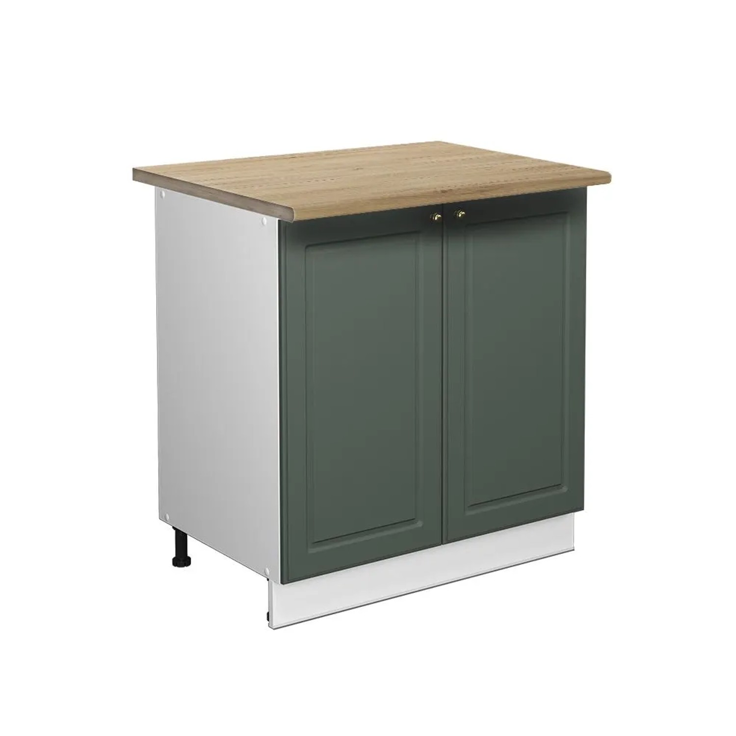 Vicco Küchenunterschrank Fame-Line Grün-Gold Landhaus/Weiß 80 x 82 Arbeitsplatte Goldkraft Eiche