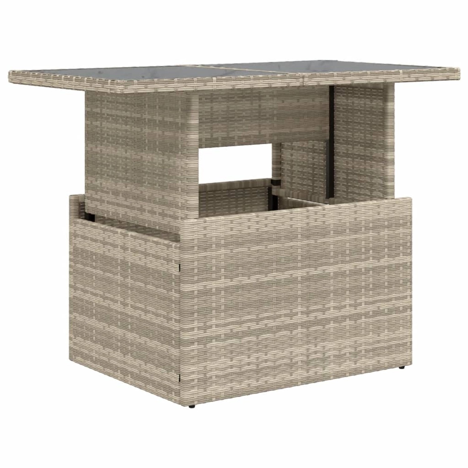 vidaXL Gartentisch mit Glasplatte Hellgrau 100x55x73 cm Poly Rattan 366183