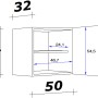 Skizze des Flex-Well Oberschranks Lucca, 50 cm breit, mit Maßen. Küchen-Hängeschrank in Weiß.
