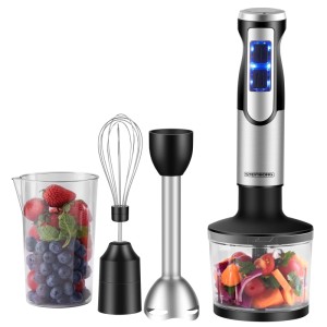 Steinborg Stabmixer SB-7070 Set mit Zerkleinerer, Schneebesen und Mixbecher. 1500 Watt.