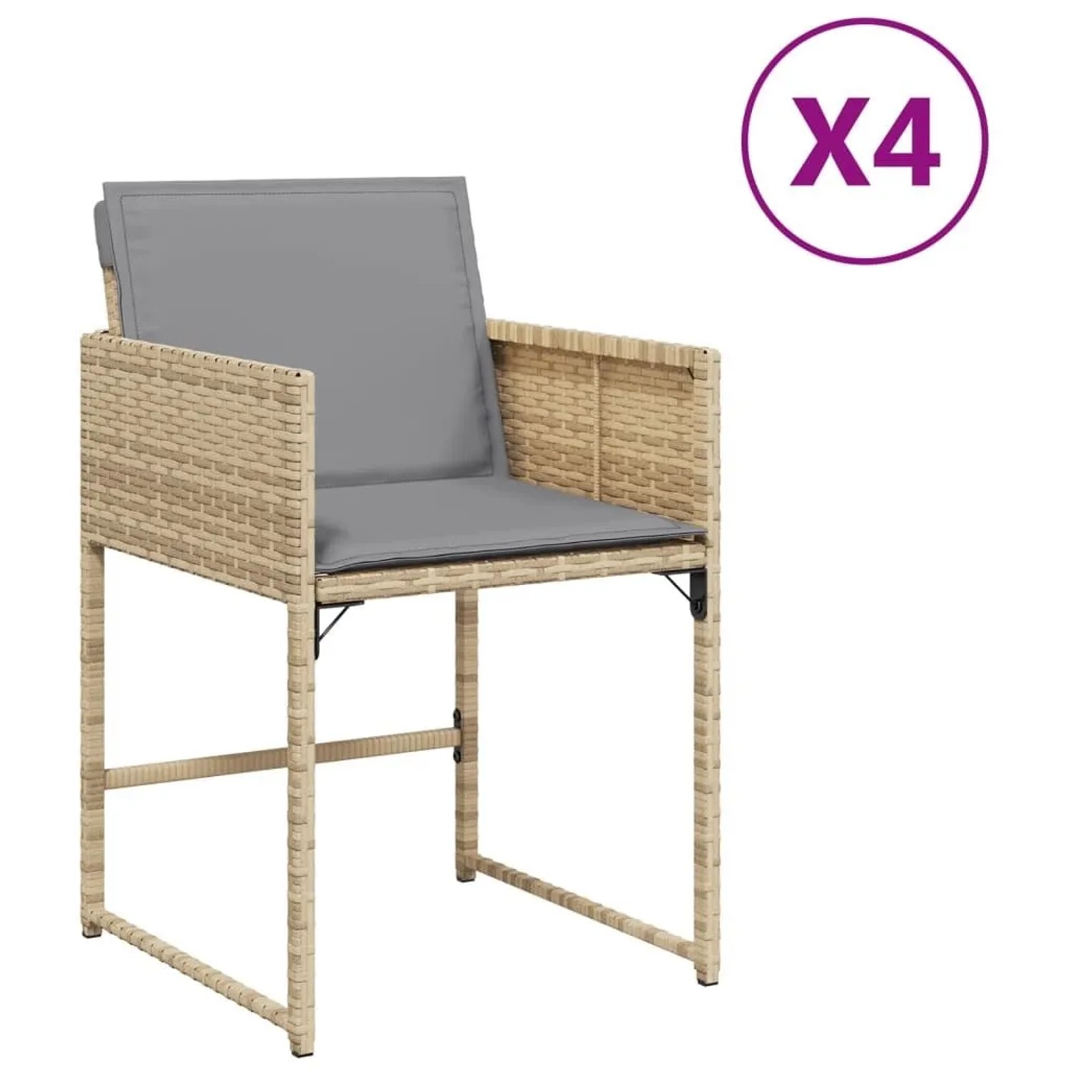 Furnicato Gartenstuhl Pe Rattan Klappbar Beige 50 5 X 54 X 79 Cm