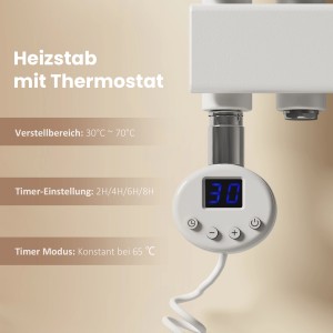 Emke Elektrischer Handtuchhalter 45x76 cm Weiß Drehbar mit Ablage APP und Sprachsteuerung mit Temperaturregler und Zeitsteuerung