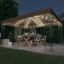 Taupe vidaXL Pavillon 3x4m mit LED-Lichterkette im Garten bei Nacht.