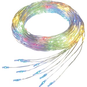 LED-Lichterkette Bündel mit 200 bunten LEDs und transparentem Kabel für Innen- und Außenbereiche.