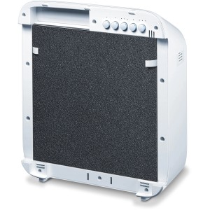Beurer Ersatzfilter für Luftreiniger LR 300/310, Rückansicht des weißen Geräts mit eingesetztem Filter.