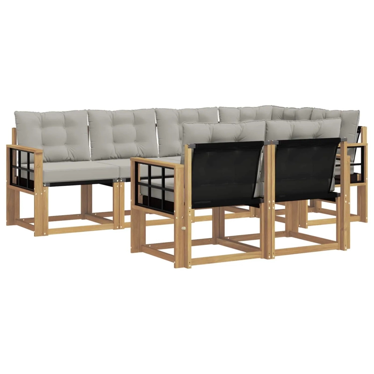 vidaXL Outdoor-Sofagarnitur mit Kissen 7-Tlg Weiß und Hellgrau 3389577