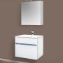 Sanotechnik Badmöbel-Set Stella, 60 cm, 3-teilig, Weiß: Waschbeckenunterschrank, Waschbecken, Spiegelschrank.
