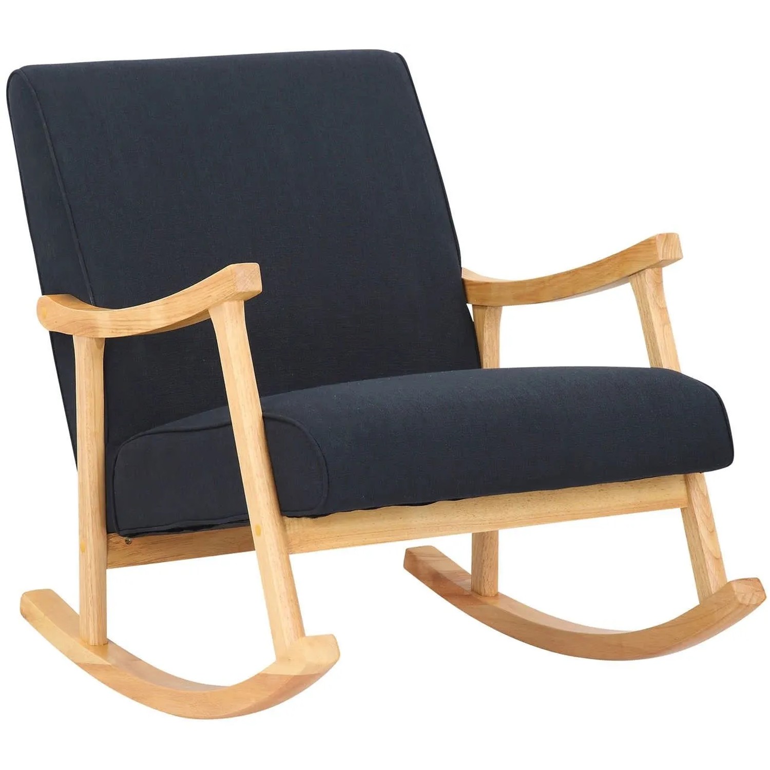 DELUKE Schaukelstuhl JONAS Indoor 67x92x82cm Stoff Schwarz Hellbraun Liegestuhl Relaxstuhl Sofastuhl