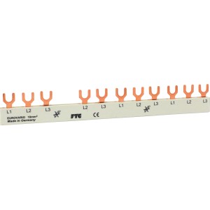 Eurovario Phasenschiene, 3-polig, für 8 Sicherungen und FI-Schalter im Verteiler.