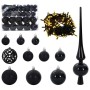 vidaXL Weihnachtsbaum-Set: Baumspitze, Kugeln, Lichterkette, schwarz. Künstlicher Tannenbaum Zubehör.