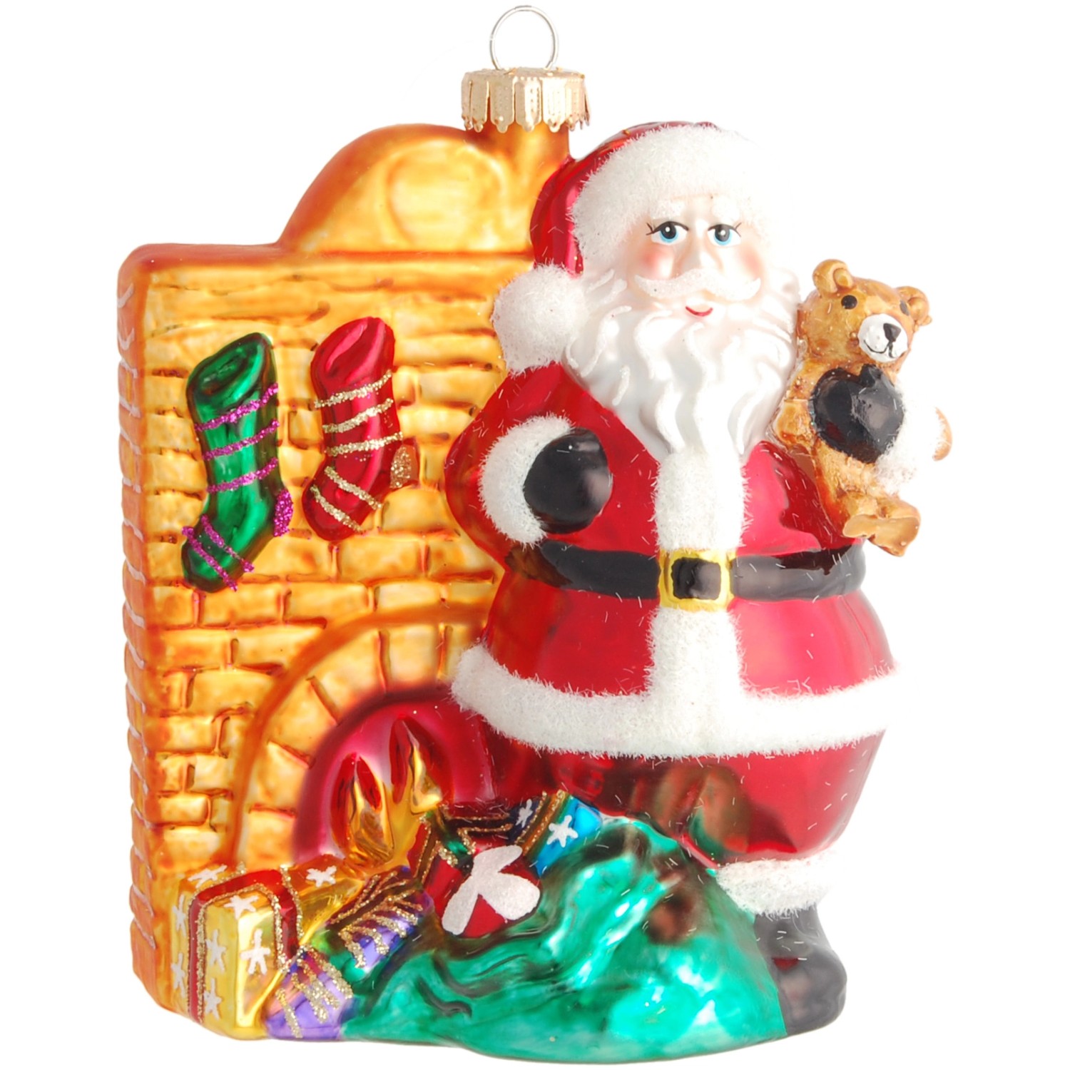 Krebs Glas Lauscha Weihnachtsornament Santa am Kamin 1-tlg. 12cm