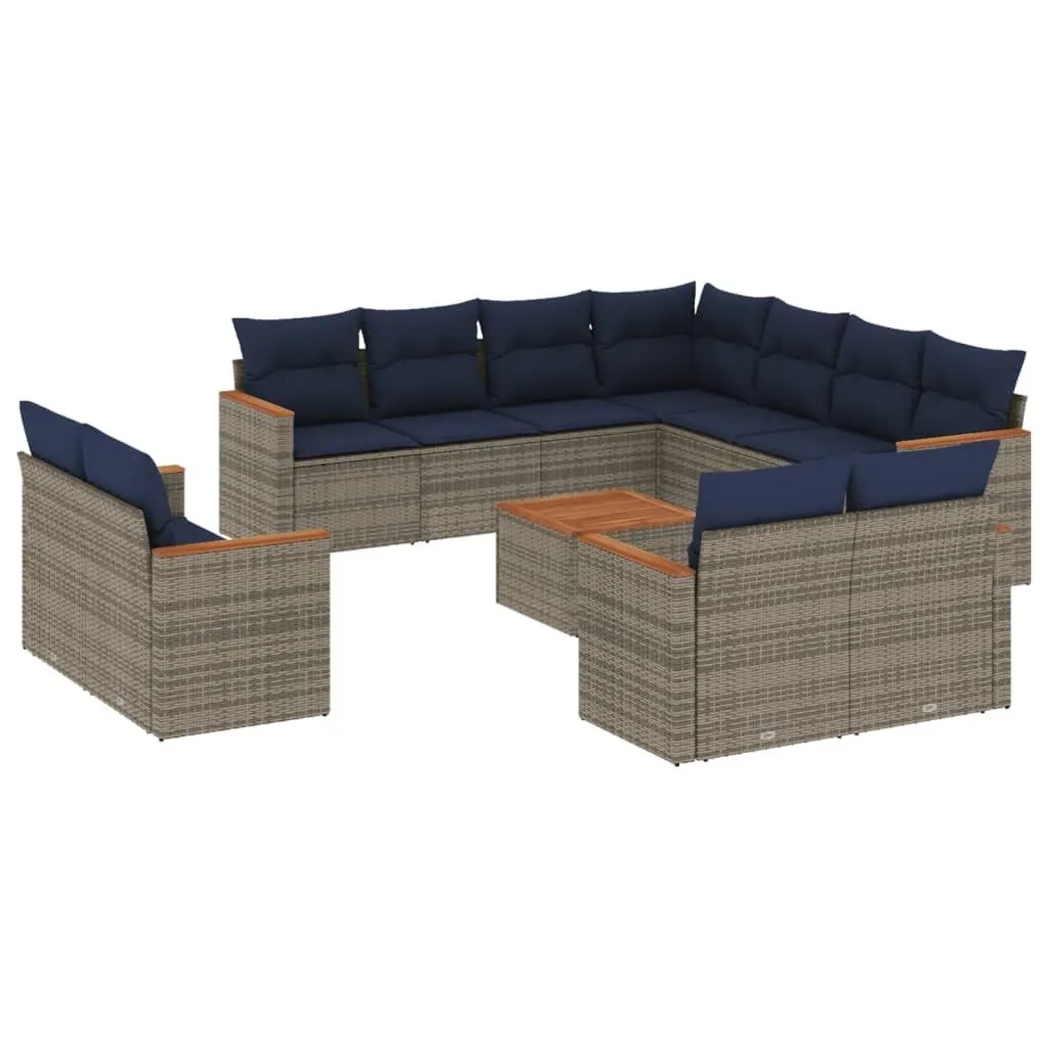 vidaXL 12-Tlg Gartensofa-Set mit Kissen Grau Polyrattan 3226509 günstig online kaufen