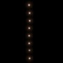 Warmweiße LED-Lichterkette mit leuchtenden LEDs auf dunklem Hintergrund. Außen-Lichterkette für festliche Dekoration.