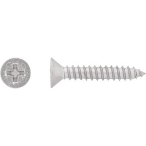 Silberne Senkkopf Universalschraube 4,2 x 13 mm mit PH-Antrieb für Holz, Kunststoff und Beton.