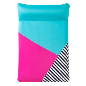 Bestway Luftmatratze mit Textilbezug, blau, pink, gestreift, 200x129cm. Waschmaschinenfest, UV-Schutz.