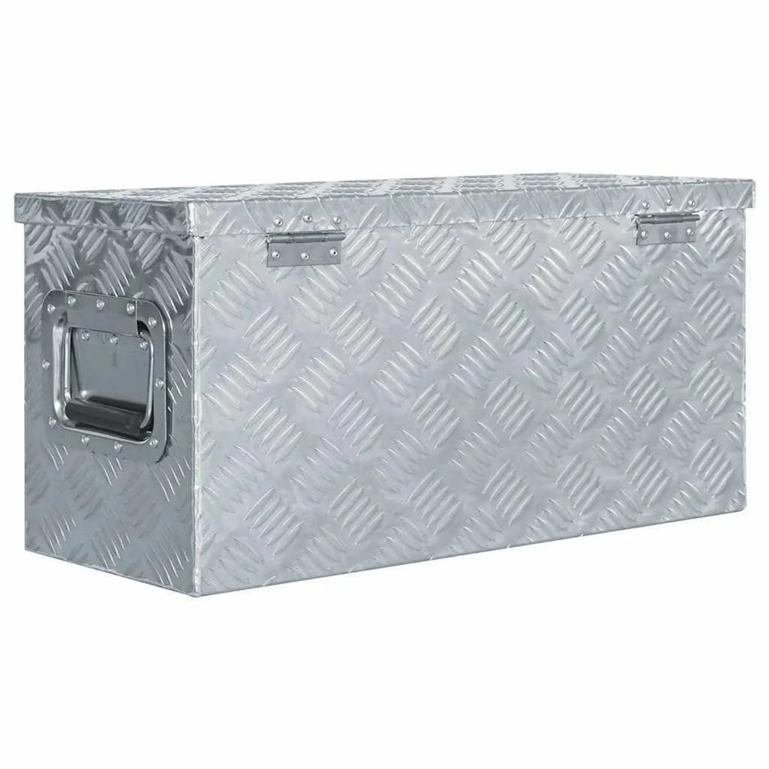 DELUKE Aluminiumbox Mit Deckel Abschließbar Alubox Deichselbox Alu Anhängerbox Werkzeugkiste Transportbox Metallkiste 61,5x26,5x30cm Silber_4