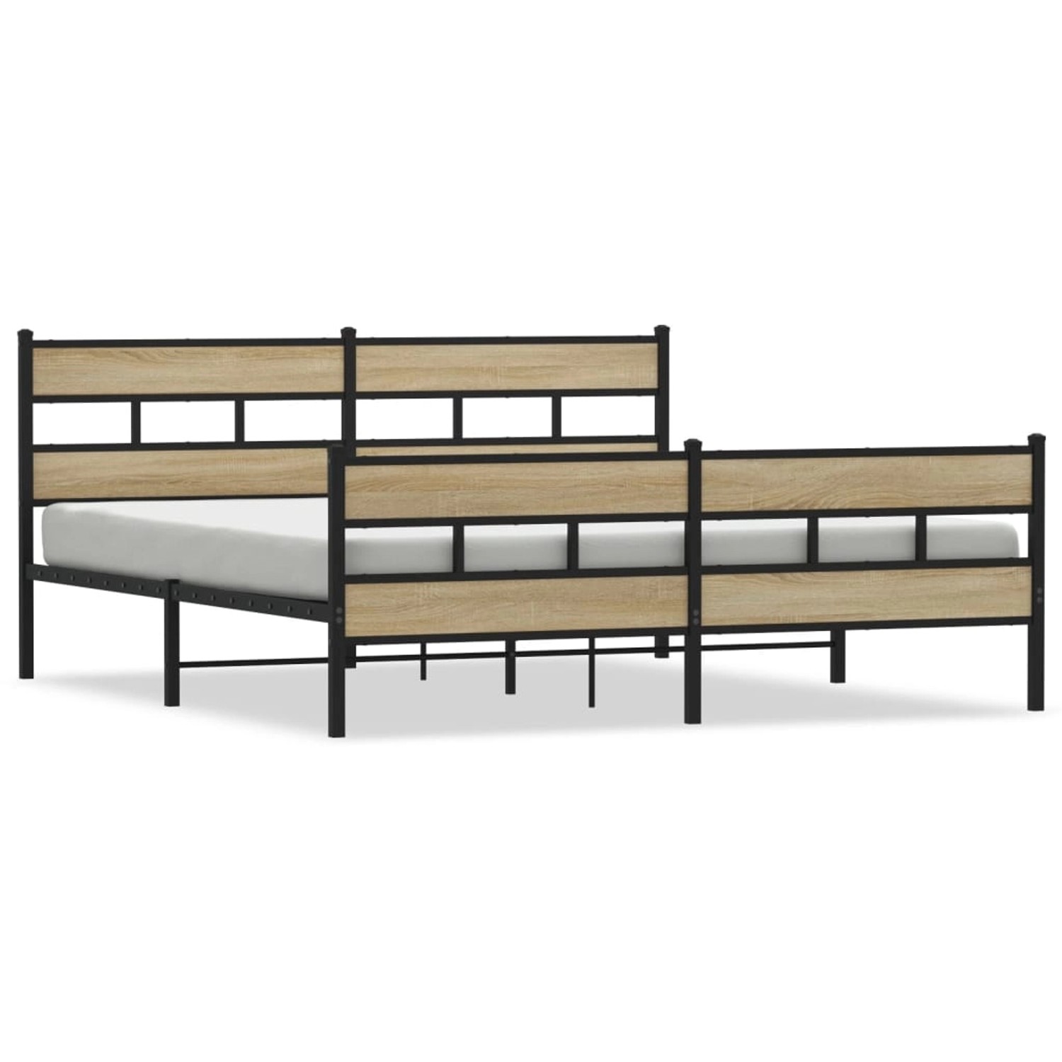 vidaXL Metallbett ohne Matratze Sonoma-Eiche 200x200 cm 3308475