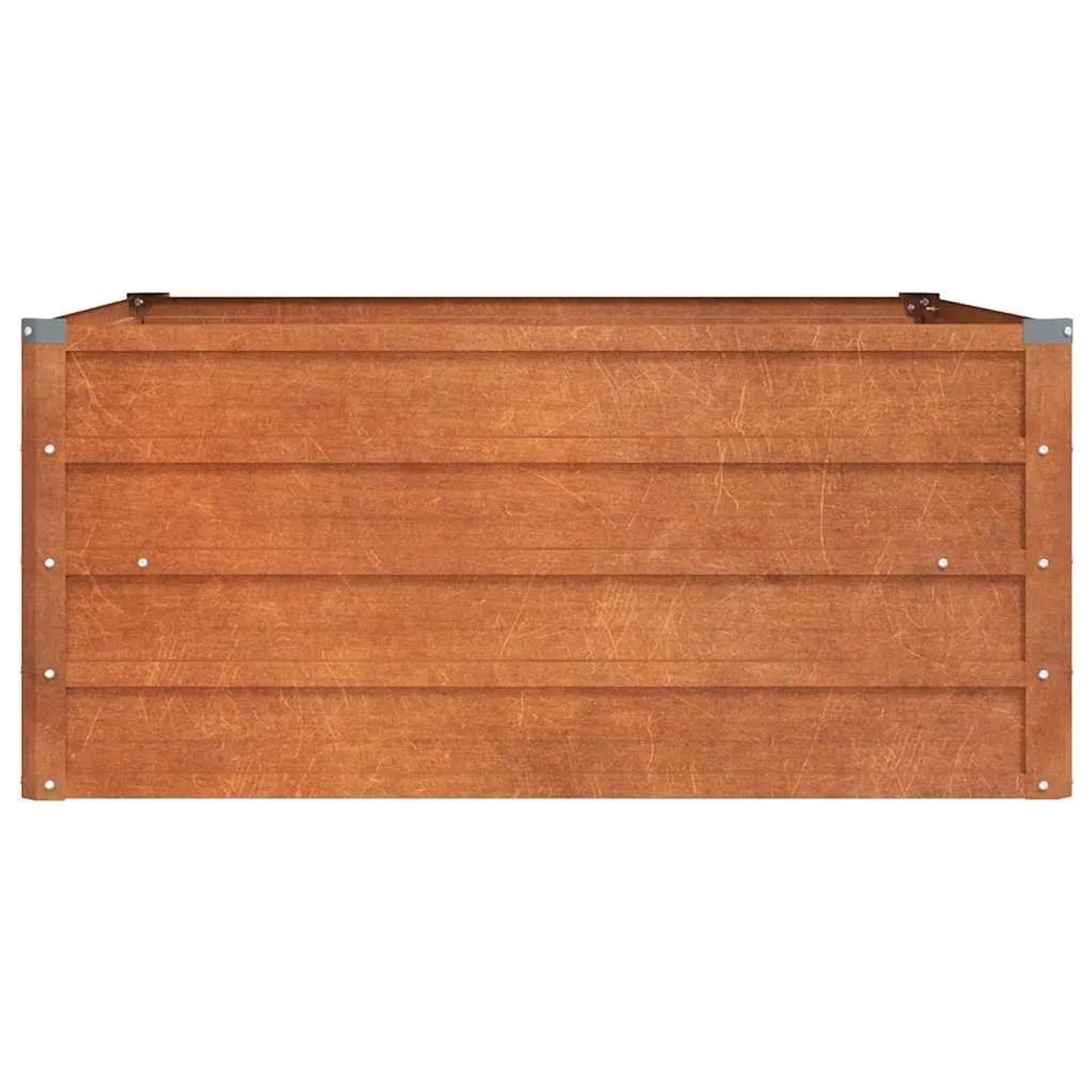 Rechteckiges Furnicato Hochbeet aus Cortenstahl in Rostoptik, 100x100x45 cm.