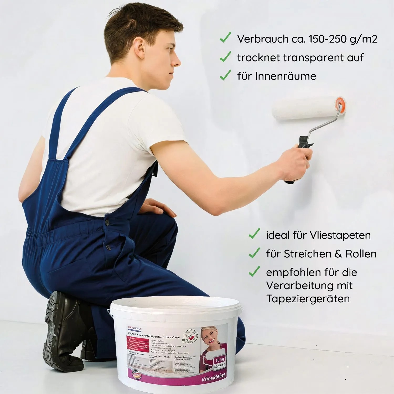 PROFHOME Vlieskleber Fertig-Kleber für Malervlies Renoviervlies 5 kg max 33 qm 5 kg Weiß_5