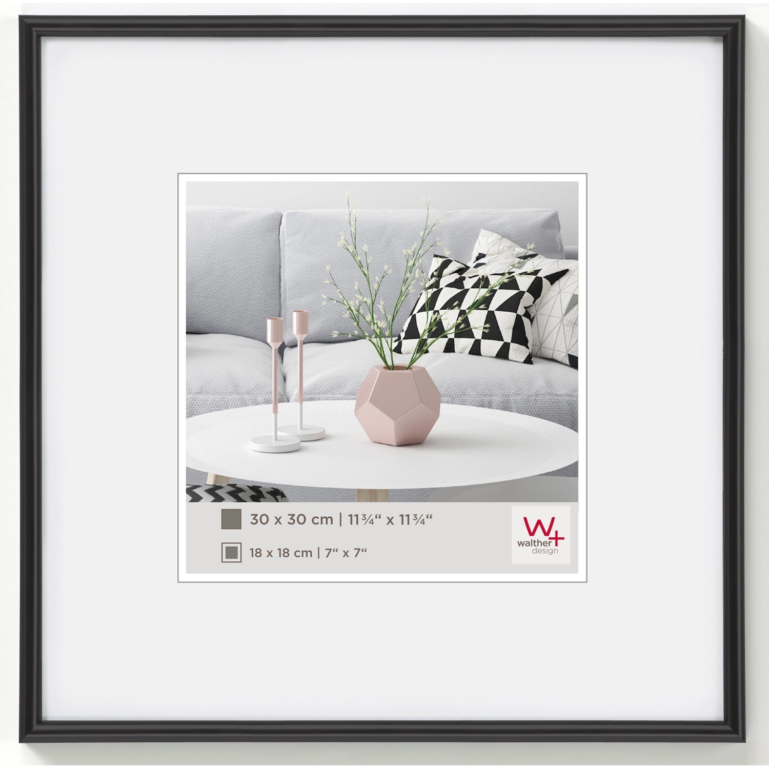 walther design Galeria Kunststoff Bilderrahmen  30x30 cm Schwarz günstig online kaufen