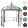 Creme-farbene MCW Pergola Cabrera Terrassenüberdachung mit dekorativen Ornamenten.
