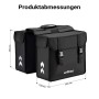Wiltec Doppel Gepäckträgertasche schwarz, 30L Volumen. Mit reflektierenden Pfeilen und Schnallen, wasserresistent.