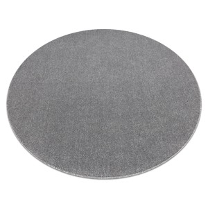 Runder grauer Teppich RugsX Eton Plus aus Polypropylen, 133cm Durchmesser. Weicher Flor für Wohnzimmer.