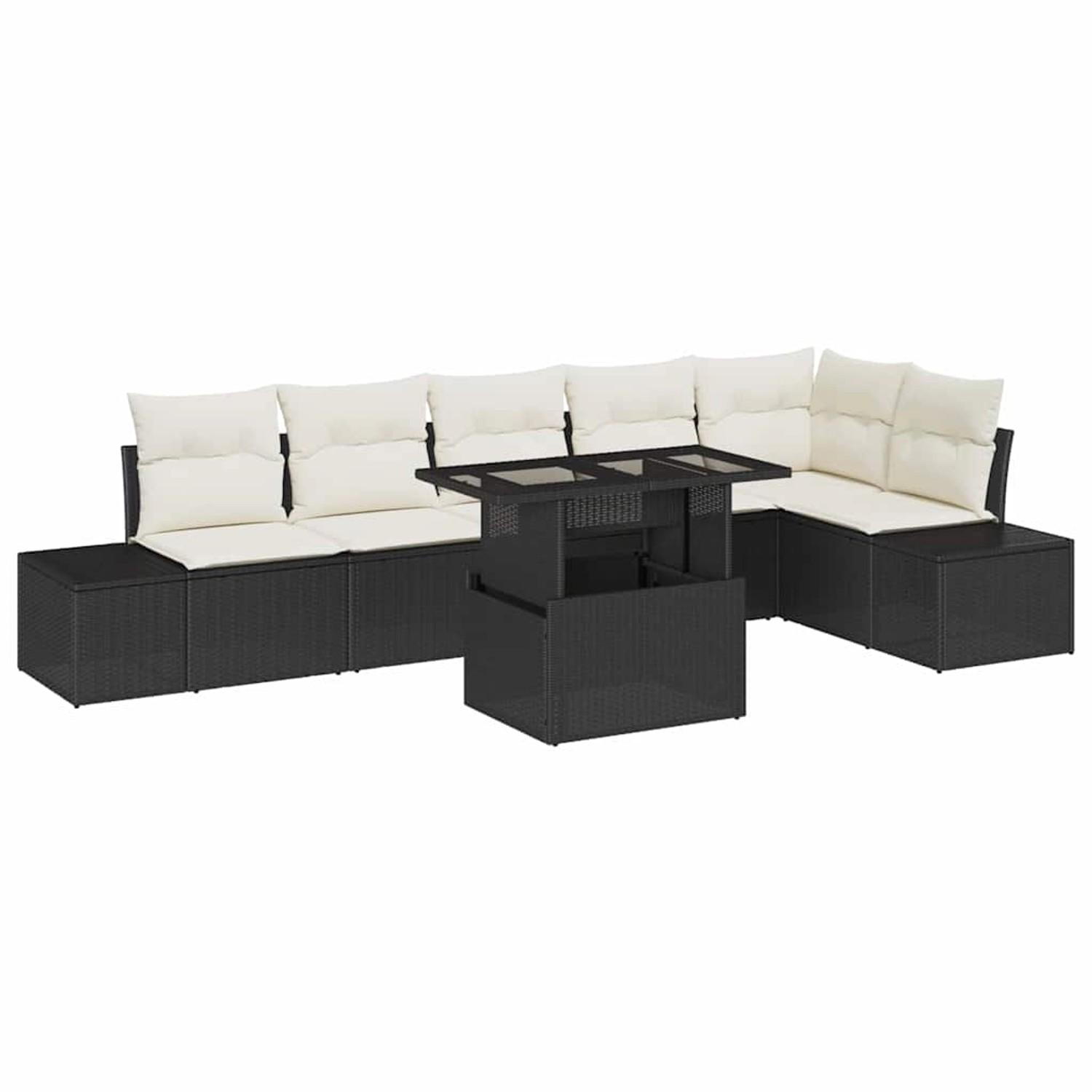 vidaXL Garten-Sofa-Set mit Speicher 7-Tlg Schwarz Poly Rattan 3357930 günstig online kaufen