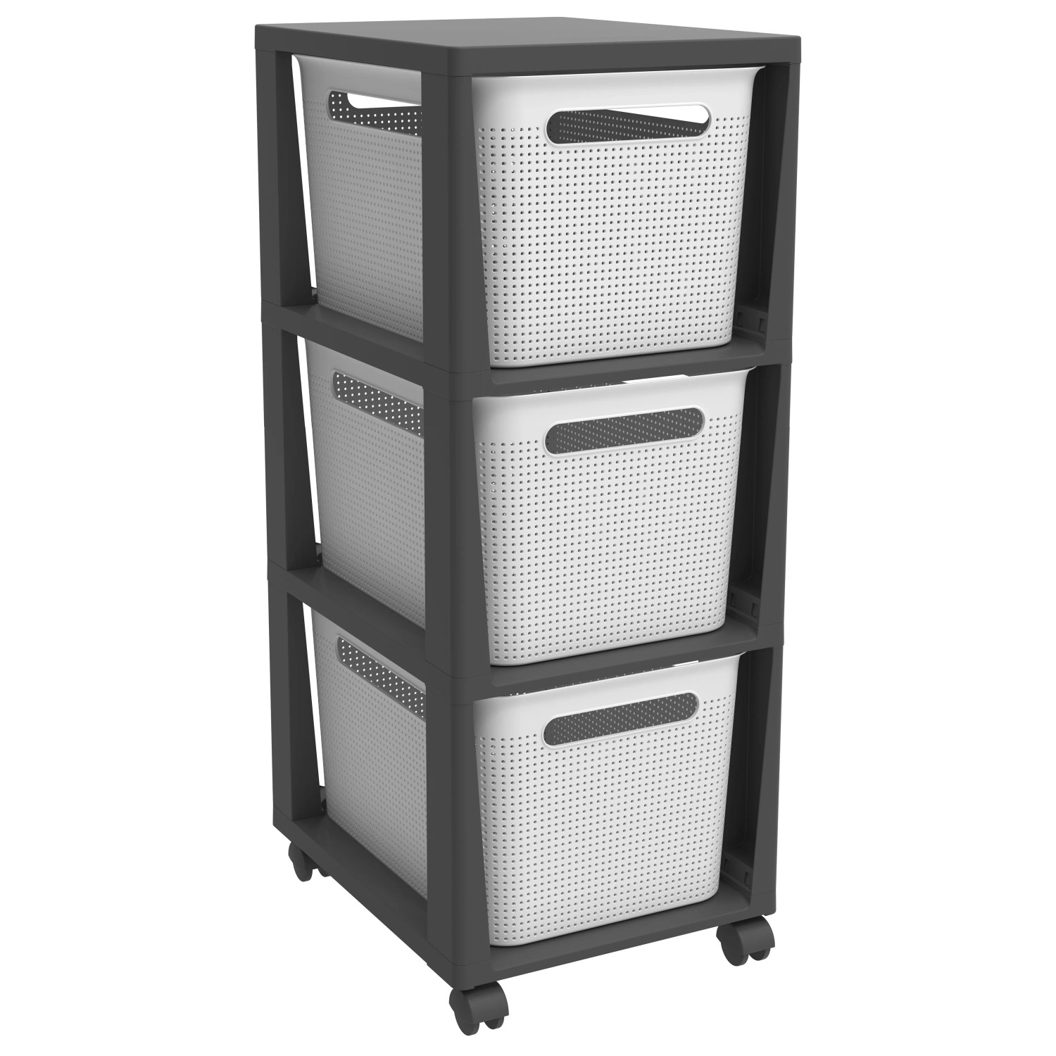 Rotho Tower mit Rollen Brisen 3 x 16, Weiß
