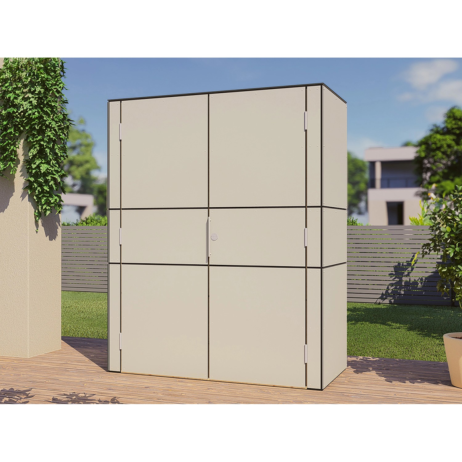 Bertilo Gartenschrank HPL Highboard 155 cm x 75 cm x 193 cm Grau FSC® günstig online kaufen