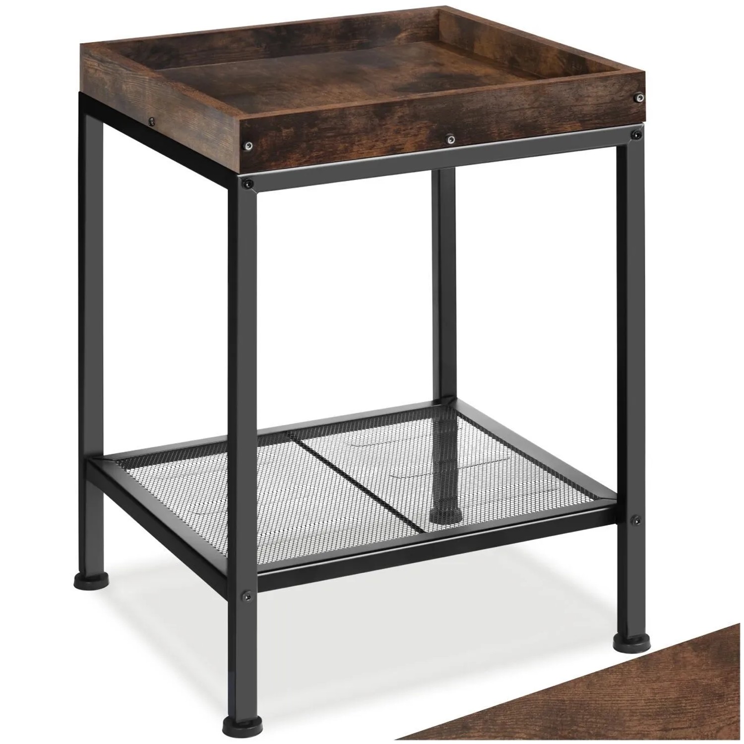 Tectake Beistelltisch Rochester Industrial Style Holz und Stahl  41 50 x 41 x 56 cm Industrial Holz Dunkel  Rustikal