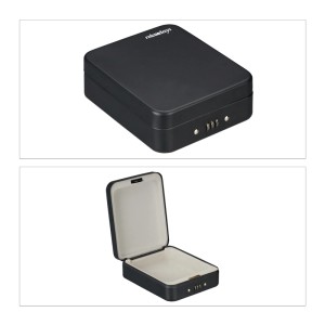 Relaxdays Sicherheitsbox Stahl Schwarz Tragbar Abschließbar Zahlenschloss 6 cm x 16 cm x 20 cm 640 g