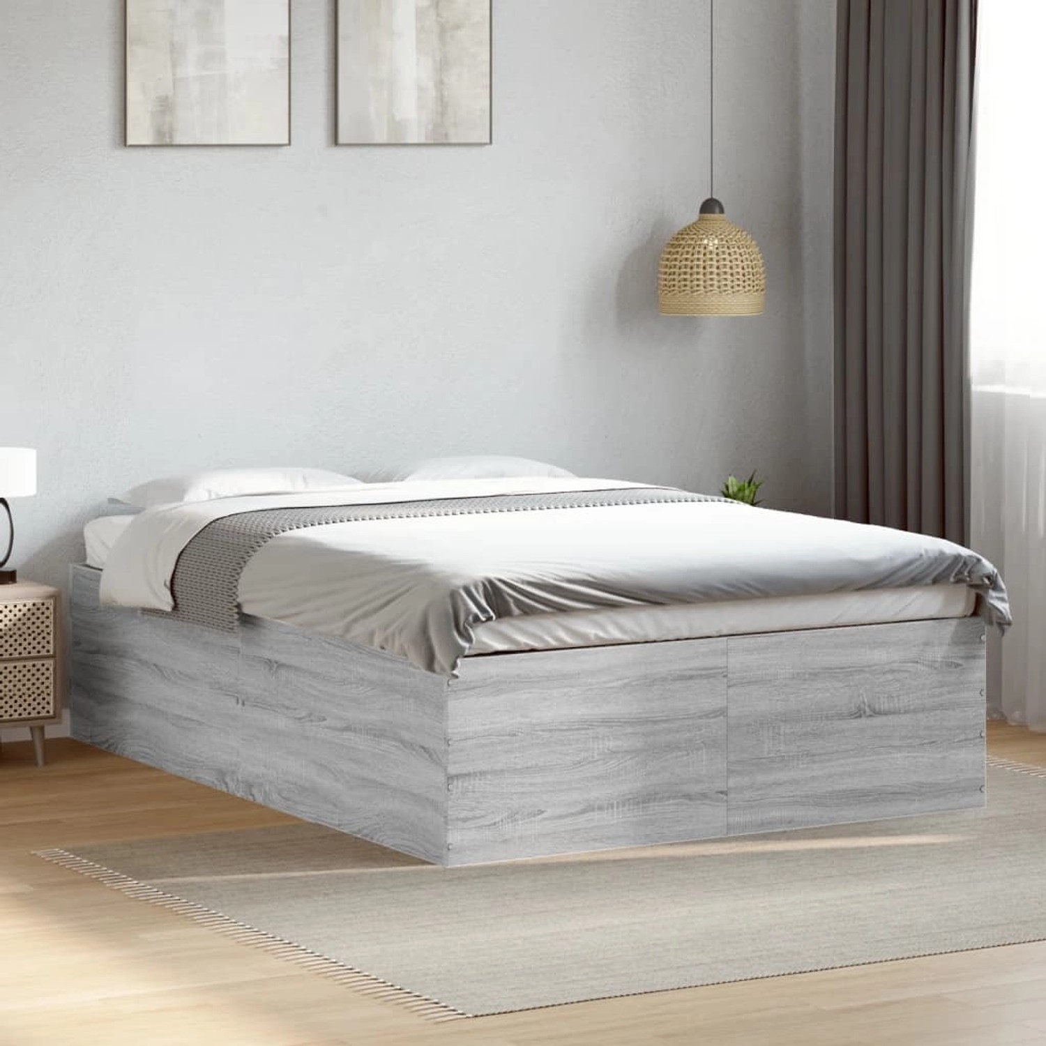 vidaXL Bettgestell Grau Sonoma 140x200 cm Holzwerkstoff 3280928 günstig online kaufen