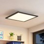 Dimmbares, schwarzes Lindby LED Panel Nelios mit Leselampe, quadratisch, aus Aluminium.