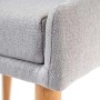 Detailaufnahme: Grauer MCW Esszimmerstuhl (2er-Set) mit Textilbezug und Holzoptik-Beinen.