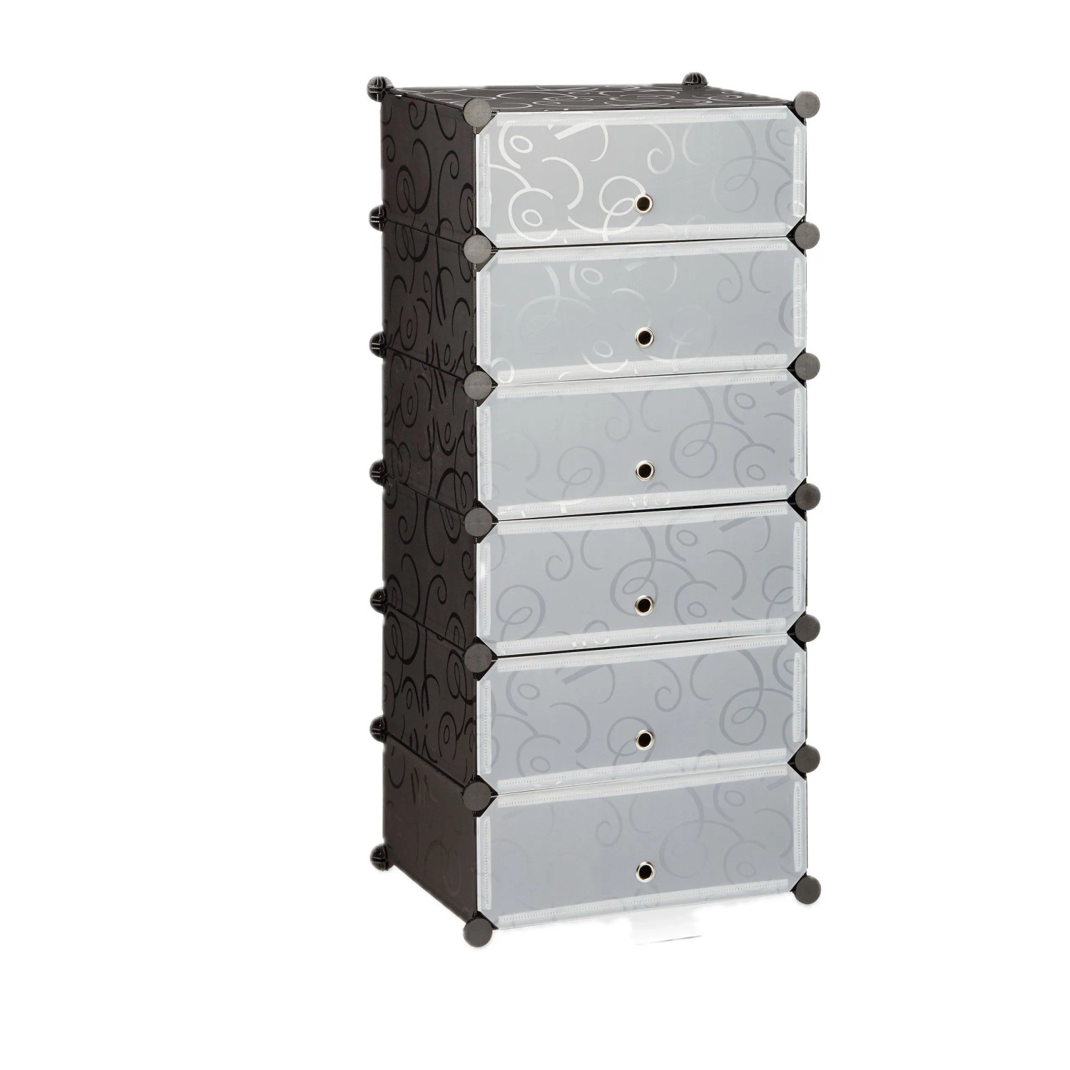 Relaxdays Schuhschrank mit 6 Fächern Kunststoff Metall Schwarz Stecksystem 107 cm x 49 cm x 37 cm 4,8 kg