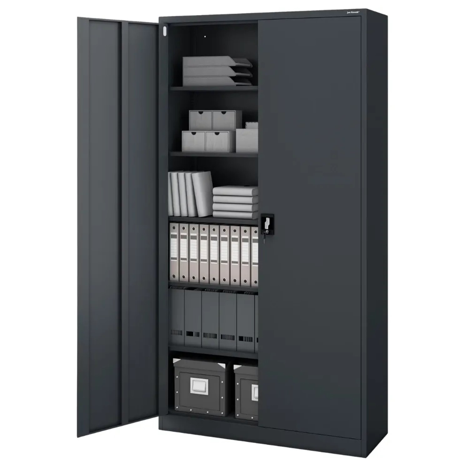 JAN NOWAK Aktenschrank Abschließbar JAN 6 Ebenen Metallschrank Werkstatt Büroschrank Werkzeugschrank 220x115x40cm Anthrazit