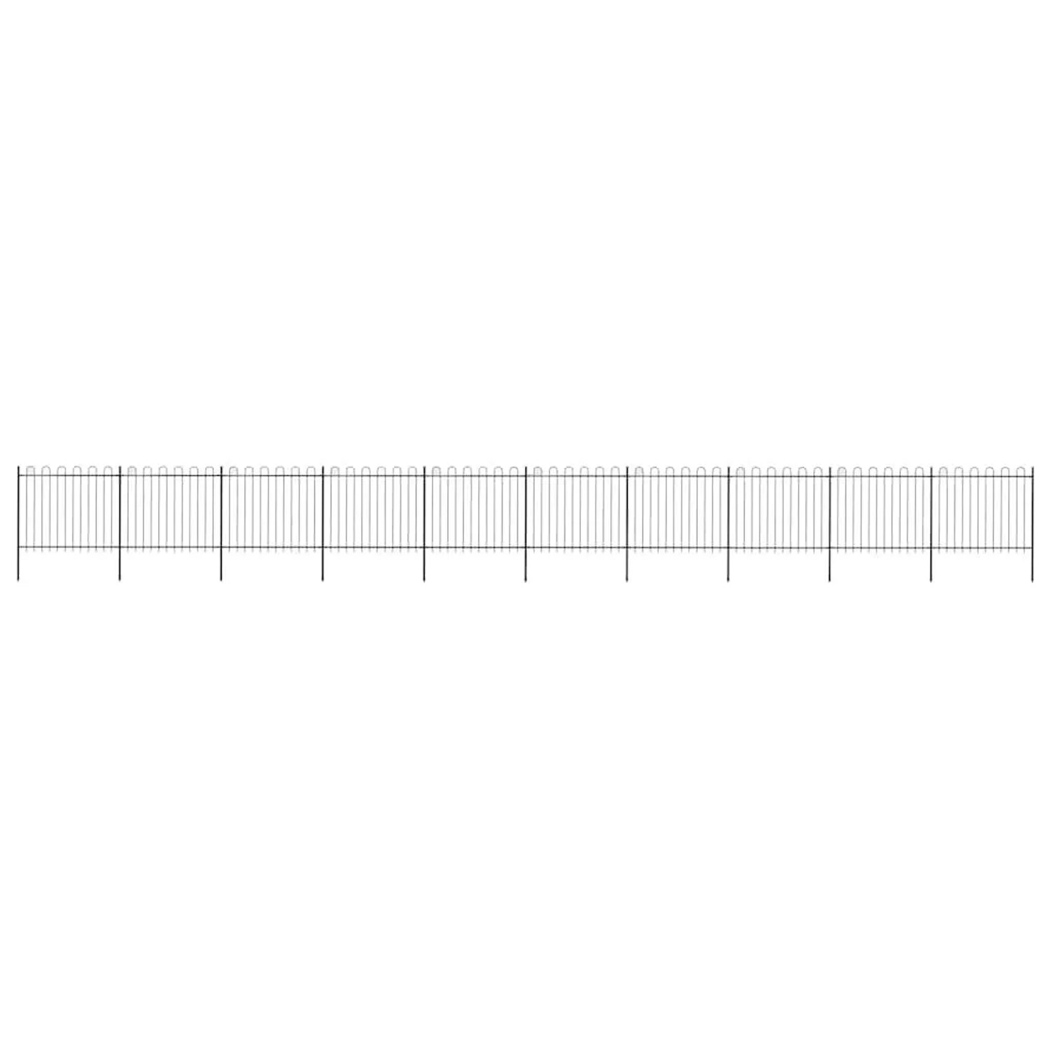 vidaXL Gartenzaun mit Rundbogen Stahl 1781,5 x 150 cm Schwarz 277683