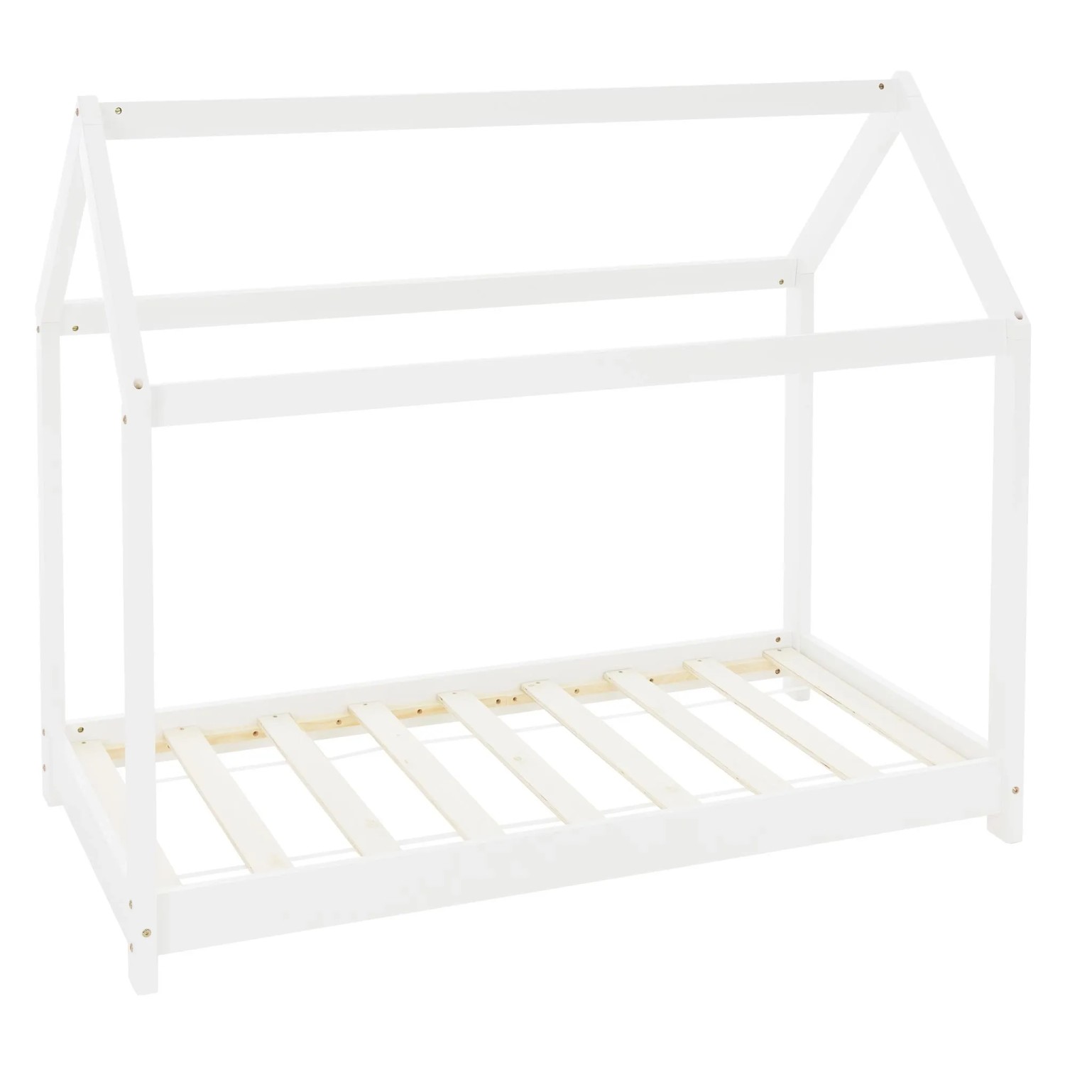 ML-Design Kinderbett 80x160 cm mit Dach und Lattenrost Weiß Hausbett