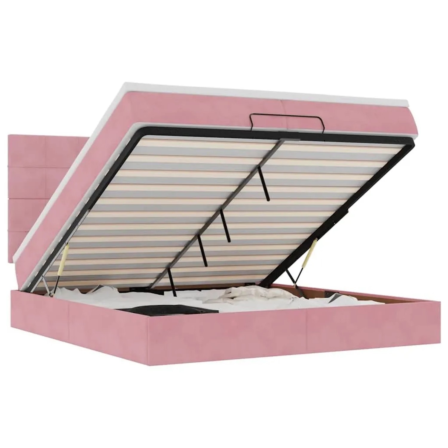 vidaXL Ottoman-Bett mit Matratzen & LEDs Rosa 200x200 cm Samt 3314347