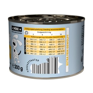 Lucky Jim Hunde-Nassfutter Mini Junior Huhn, 200g Dose mit Fütterungsempfehlung.
