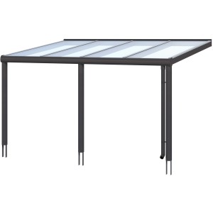 Skan Holz Terrassenüberdachung Garda, 434x307 cm, Aluminium Anthrazit mit Doppelstegplatten.